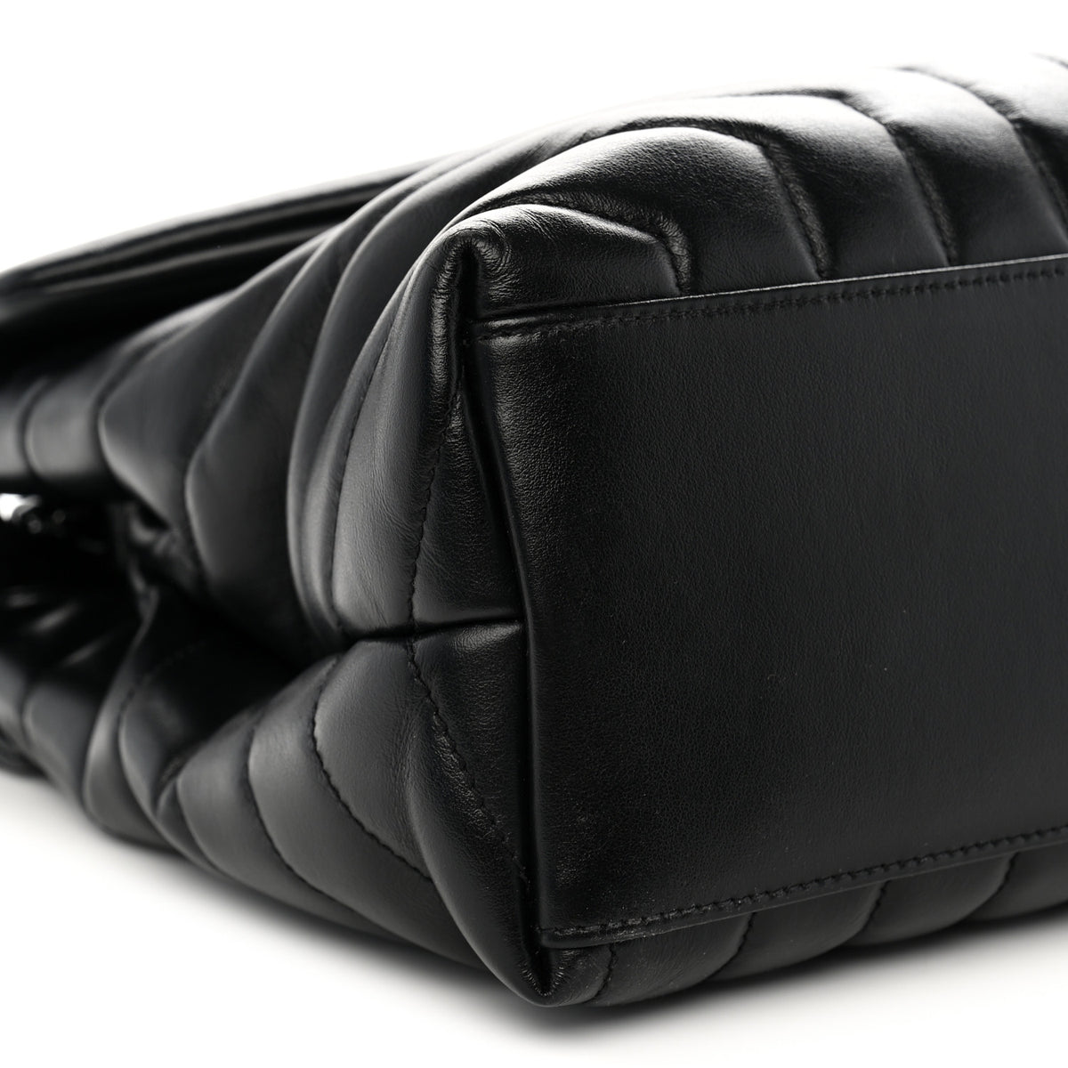 Calfskin Y Quilted Monogram Monochrome Medium Loulou Chain Satchel Black