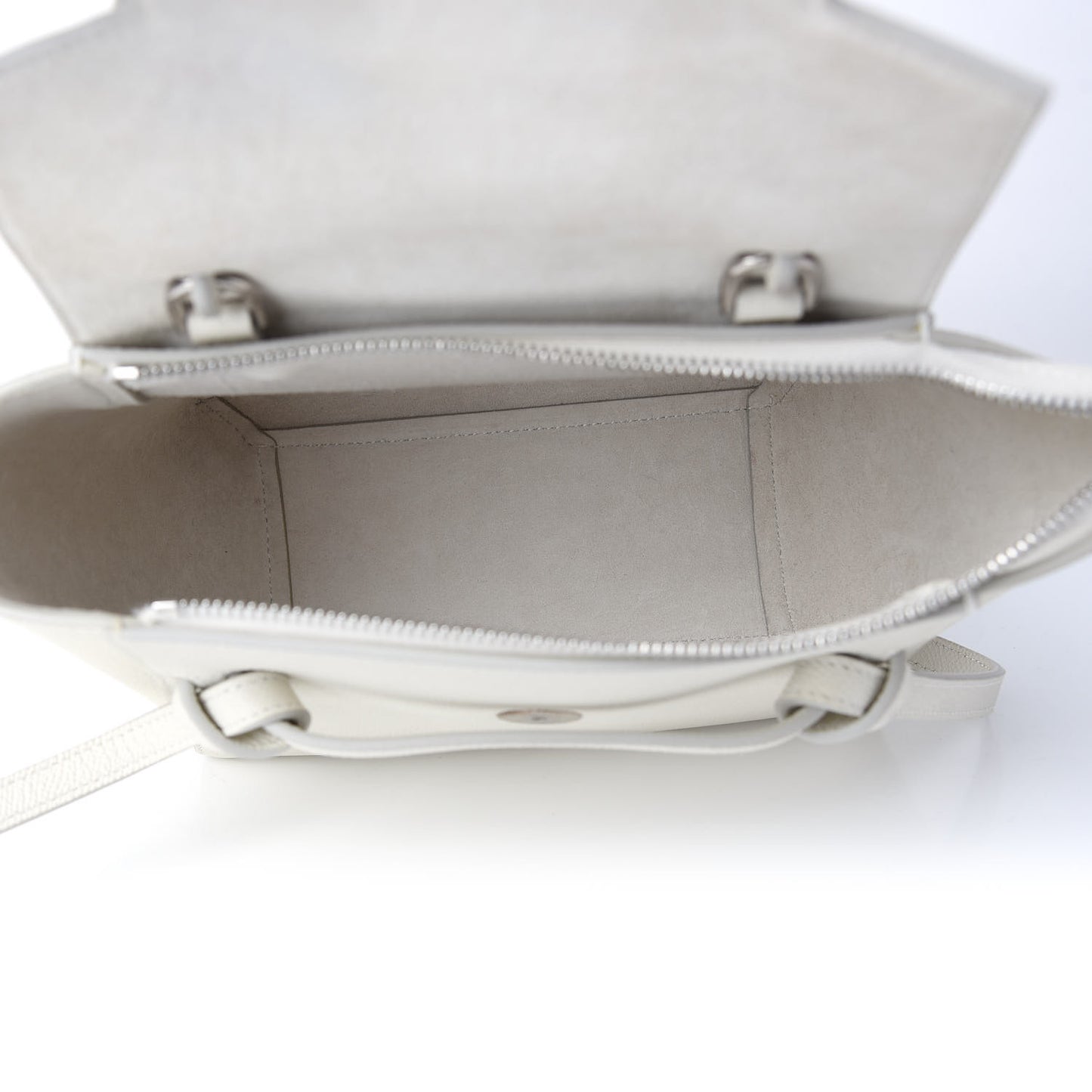 Grained Calfskin Nano Belt Bag White