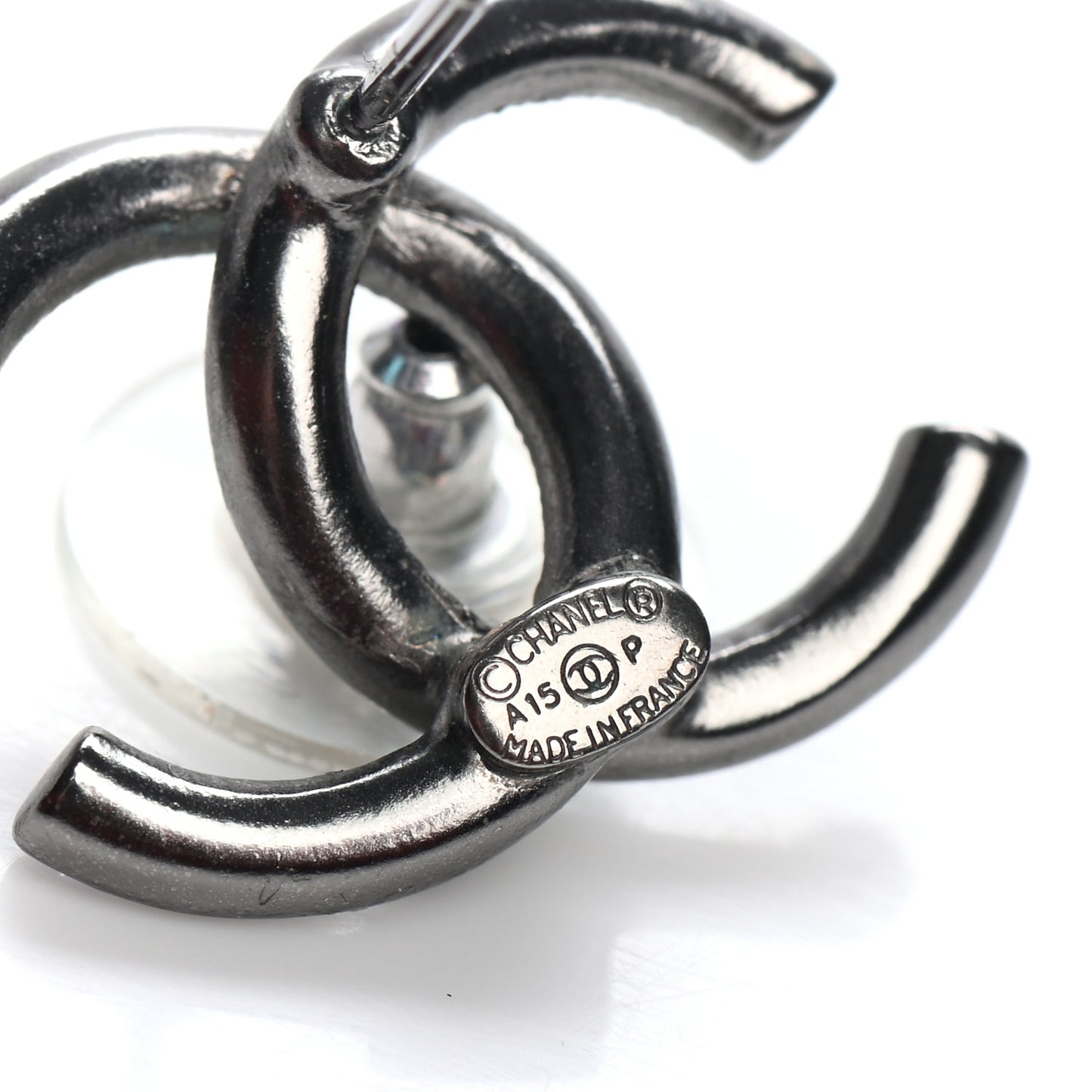 Crystal Baguette CC Earrings Ruthenium