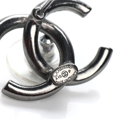 Chanel Crystal Baguette CC Earrings Ruthenium 4 of 4