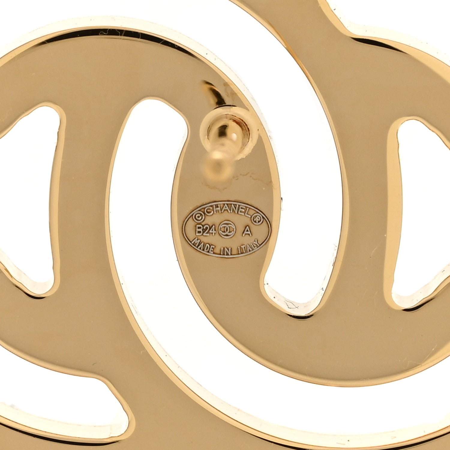 Chanel Metal Enamel CC Earrings Gold White 4 of 4
