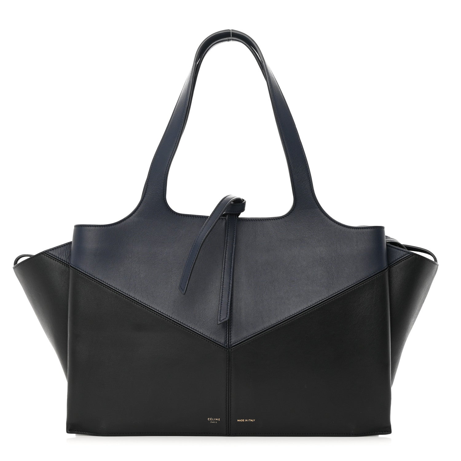 Celine Smooth Calfskin Bi-Color Medium Tri-Fold Bag Black Dark Sea 1 of 20