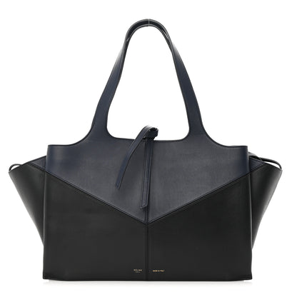 Celine Smooth Calfskin Bi-Color Medium Tri-Fold Bag Black Dark Sea 1 of 20