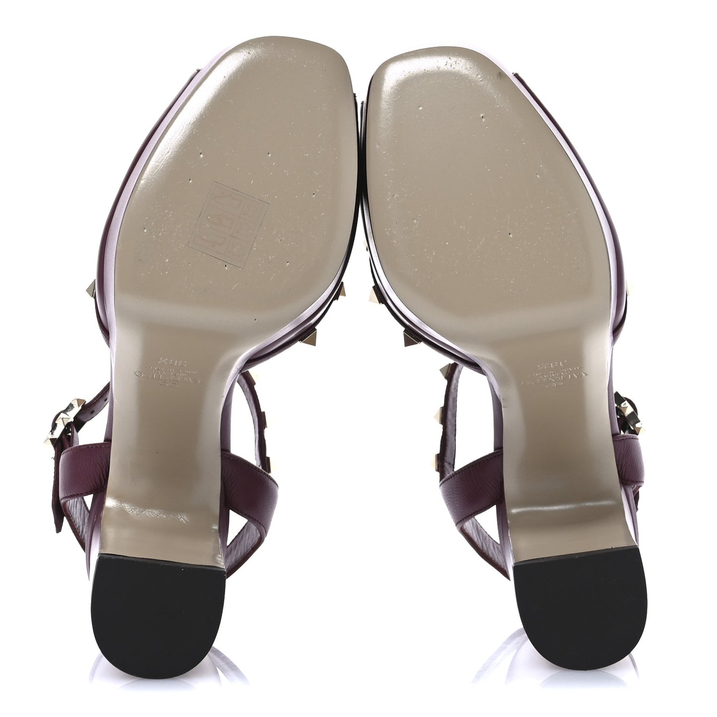 Calfskin Rockstud Platform Sandals 38.5 Cerise