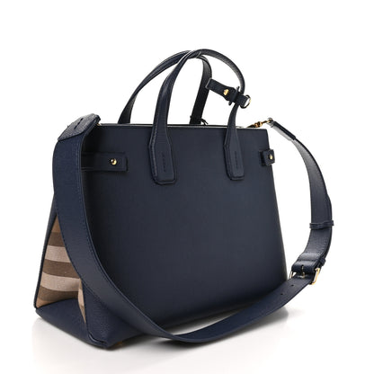 Burberry Derby Calfskin Vintage Check Medium Banner Tote Regency Blue 4 of 11