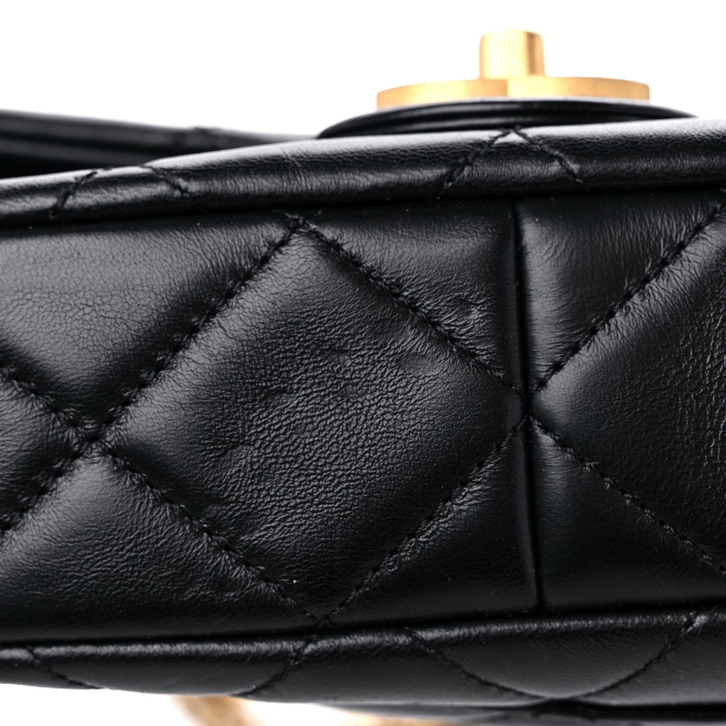 Lambskin Enamel Quilted Pending CC Square Flap Black