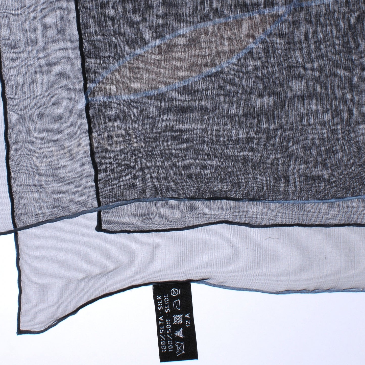Silk Chiffon Floral Scarf Shawl Black Taupe
