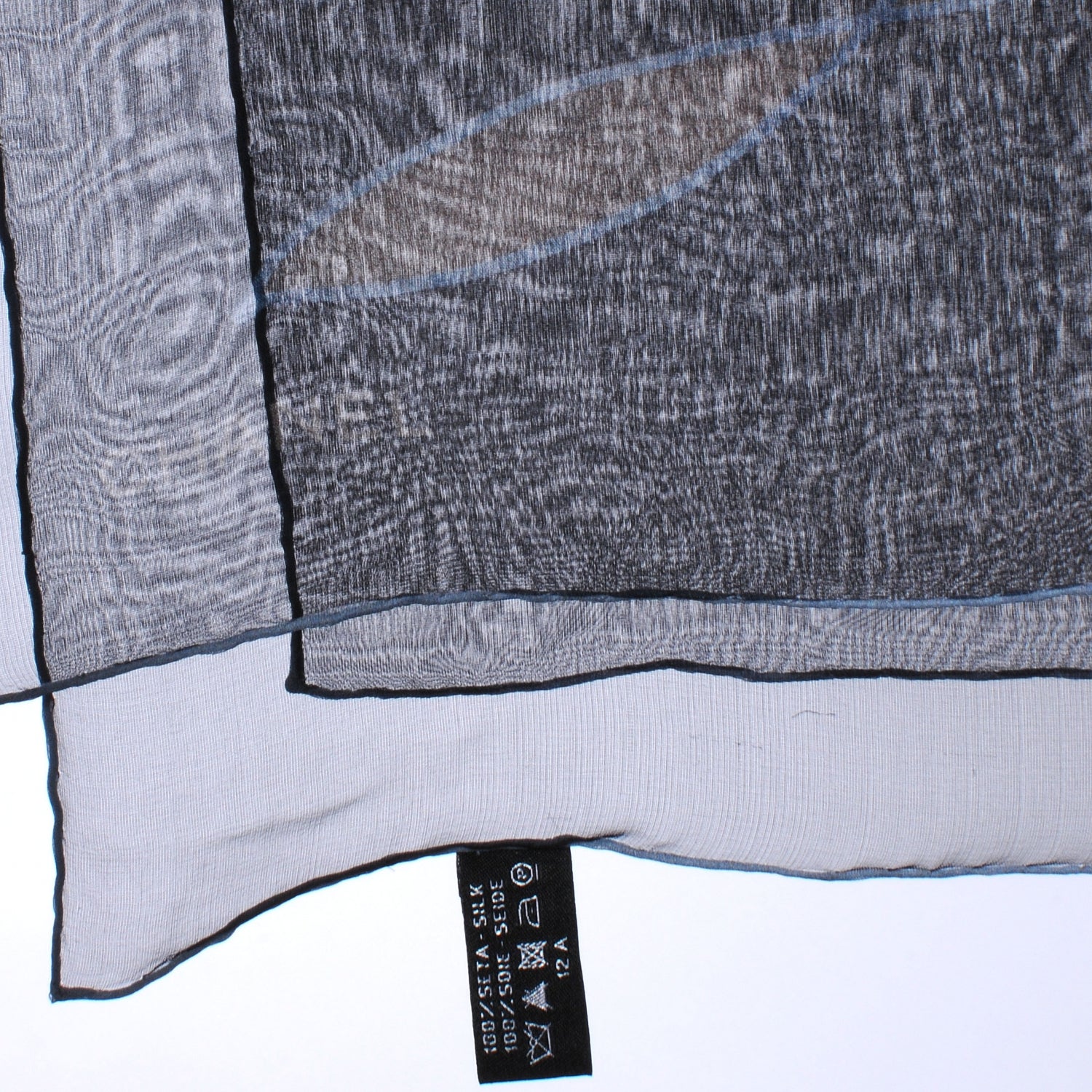 Chanel Silk Chiffon Floral Scarf Shawl Black Taupe 7 of 9