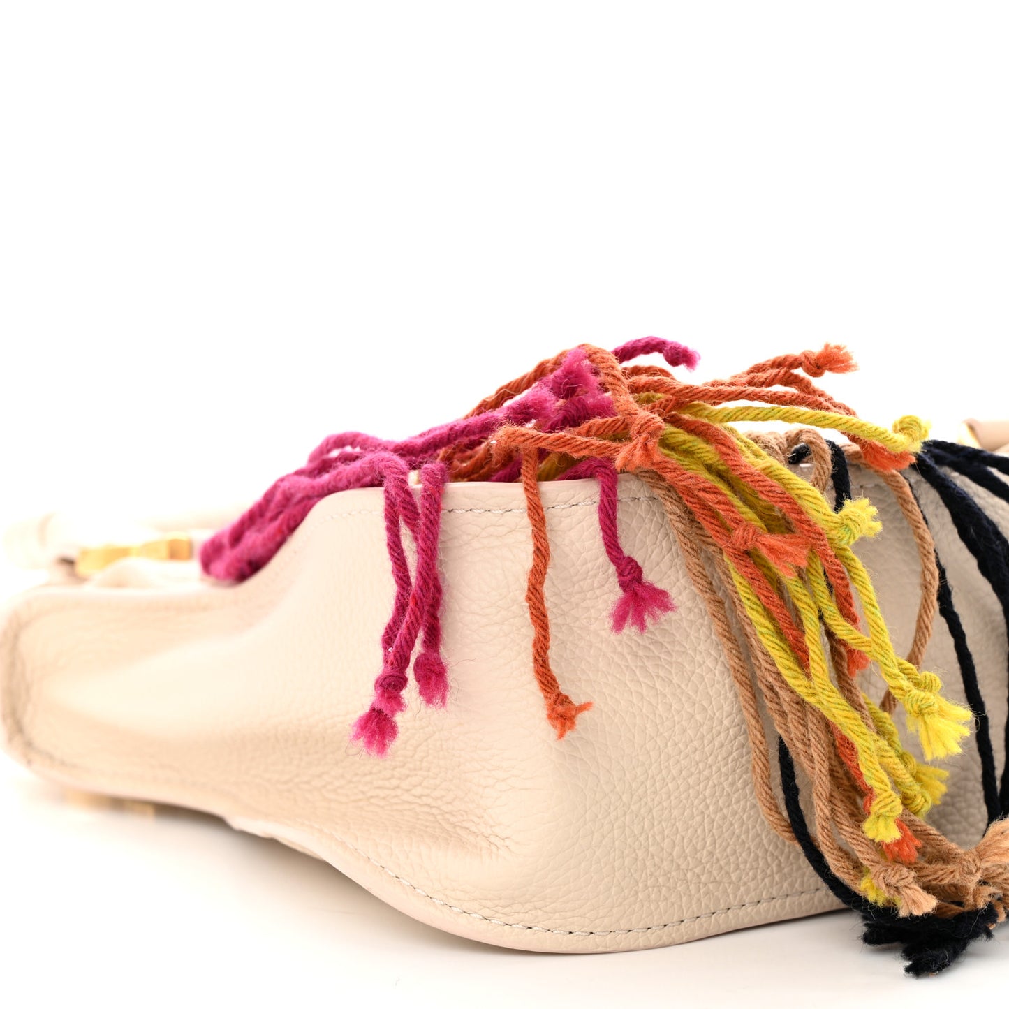 Calfskin Small Fringe Marcie Satchel Nude Multicolor