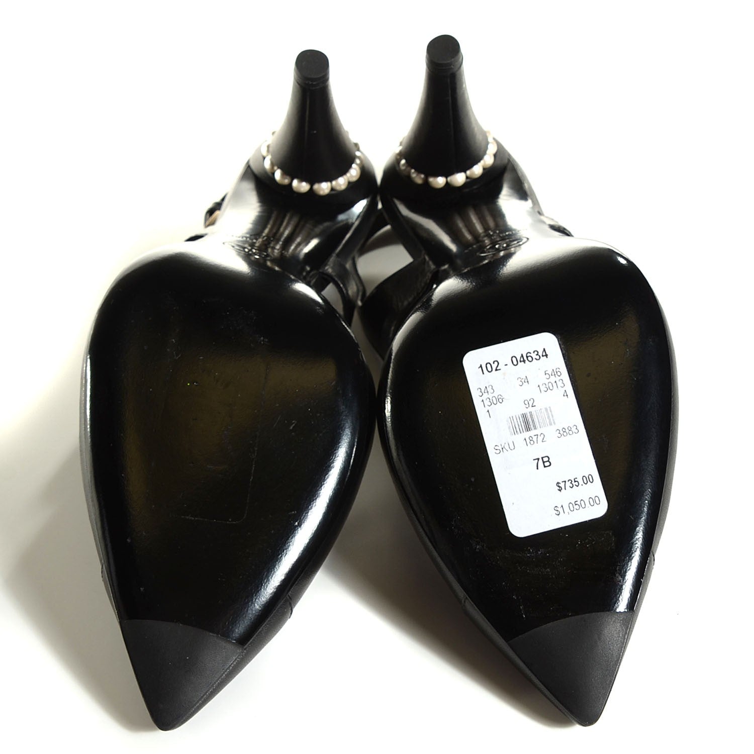 Chanel Lambskin Pearl Slingback Pumps 37 Black 5 of 8