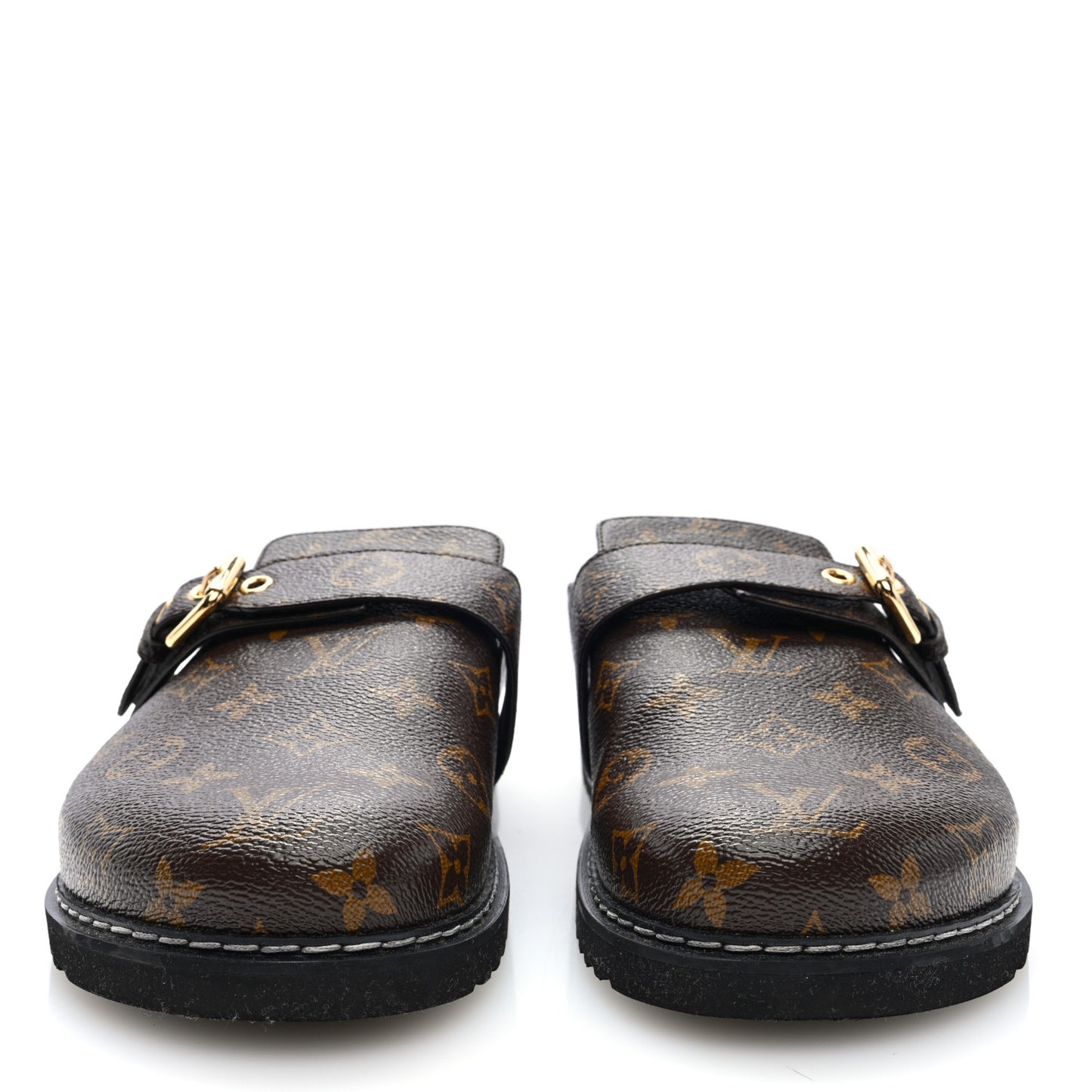 Patent Monogram Womens Cosy Flat Comfort Clog Mules 41 Brown