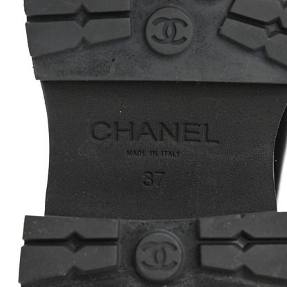 Chanel Calfskin Patent Cap Toe Ankle Boots 37 Black 8 of 13