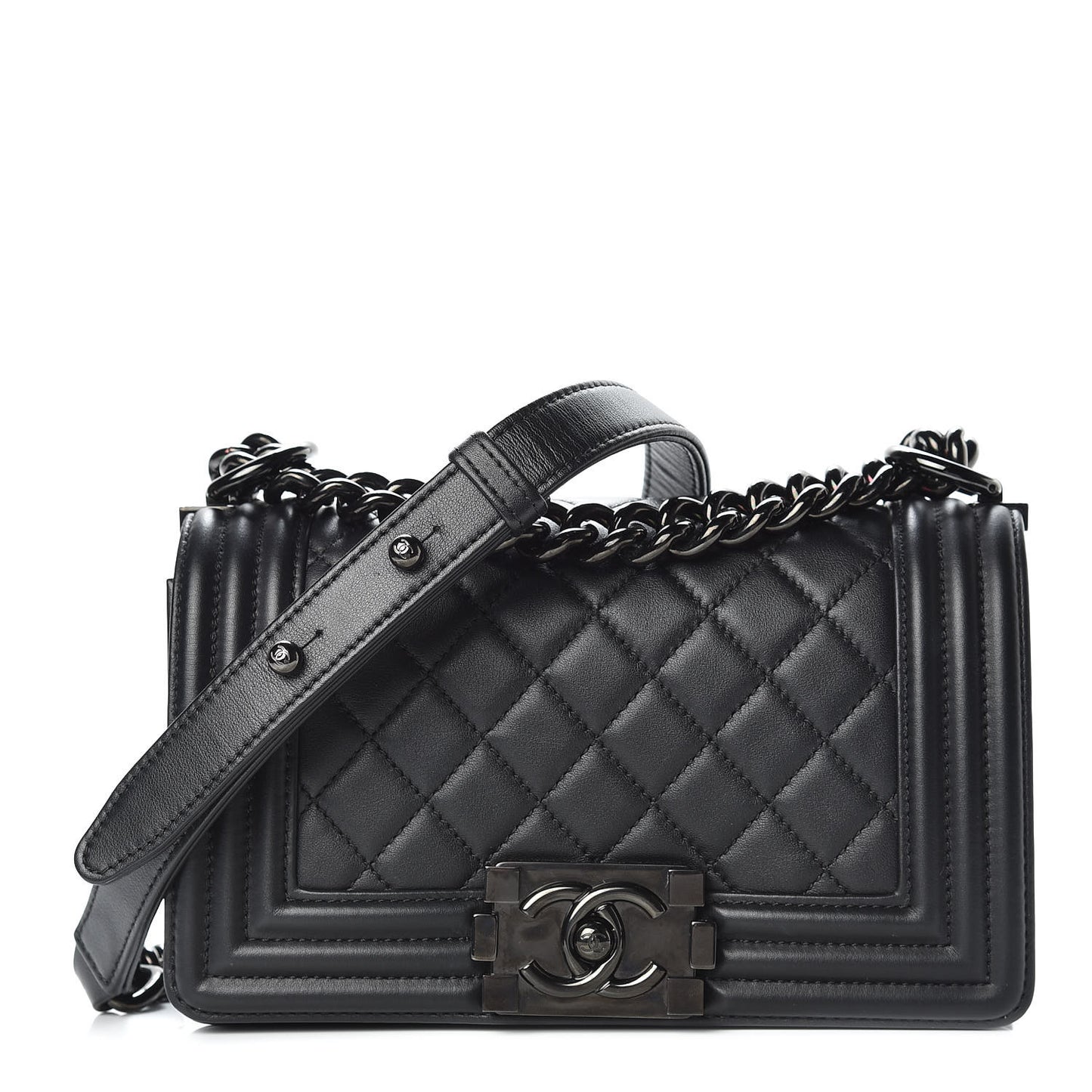 Calfskin Quilted Small Boy Flap So Black