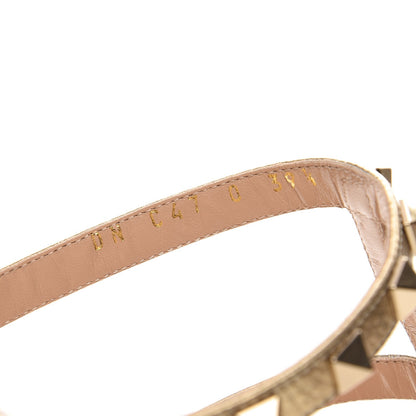 Valentino Garavani Metallic Pebbled Calfskin Rockstud 60mm Caged Slide Sandals 39.5 Mekong 8 of 8
