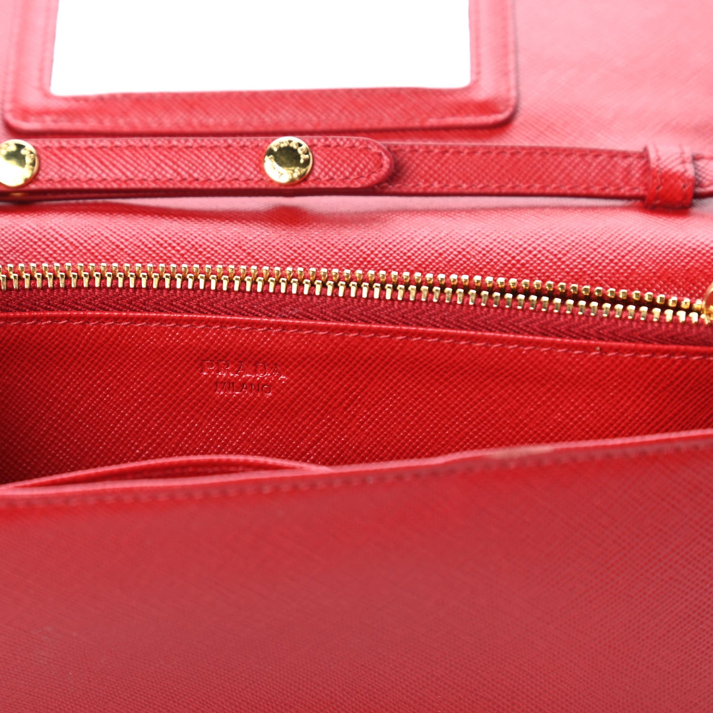 Saffiano Metal Mini Crossbody Wallet Rosso