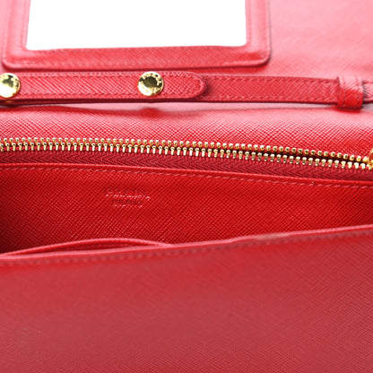 Prada Saffiano Metal Mini Crossbody Wallet Rosso 9 of 12