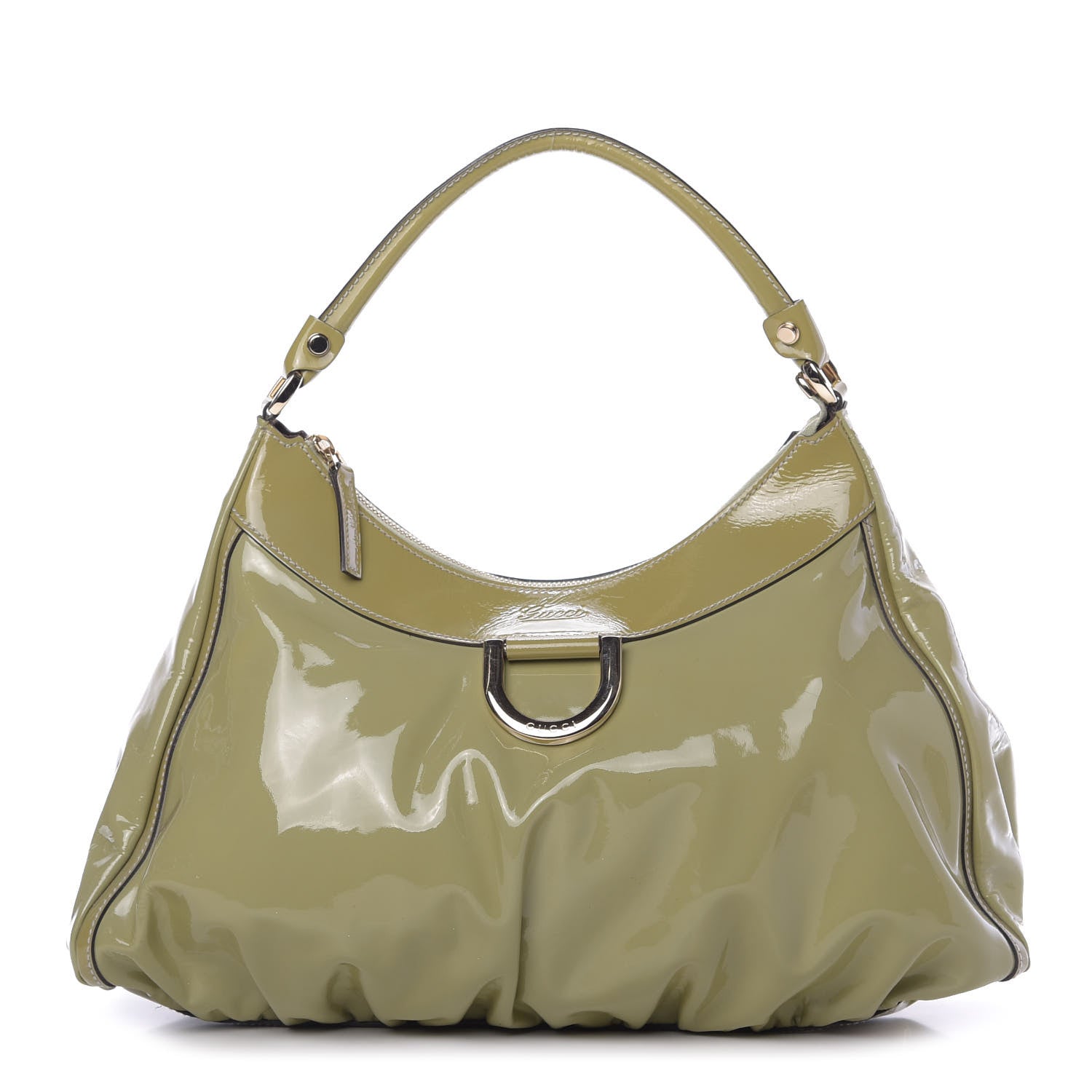 Gucci Patent Large D Ring Hobo Green 1 of 9