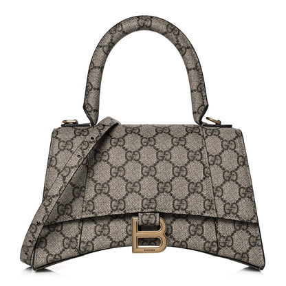 Balenciaga X GUCCI GG Supreme Monogram Small Hourglass Top Handle Bag Beige Ebony 1 of 14