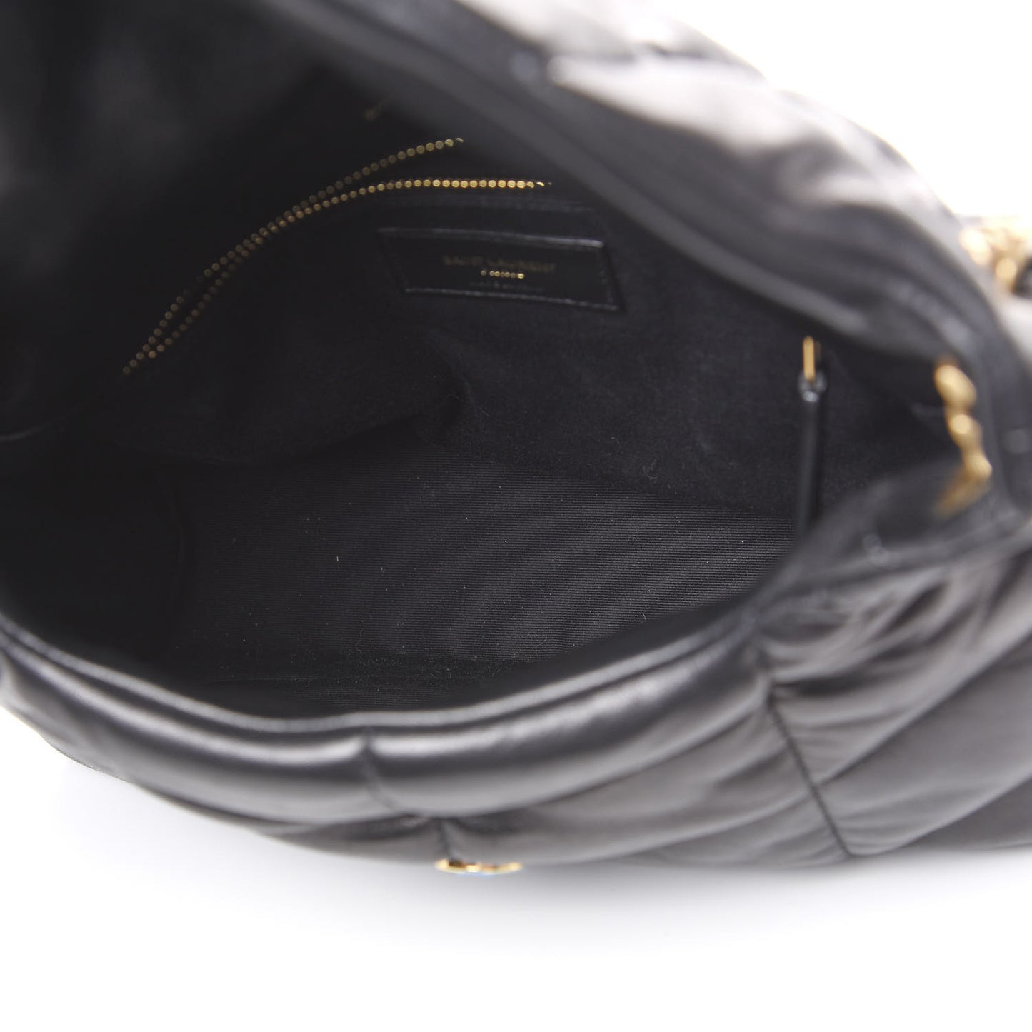 Lambskin Quilted Small Loulou Puffer Monogram Chain Satchel Black