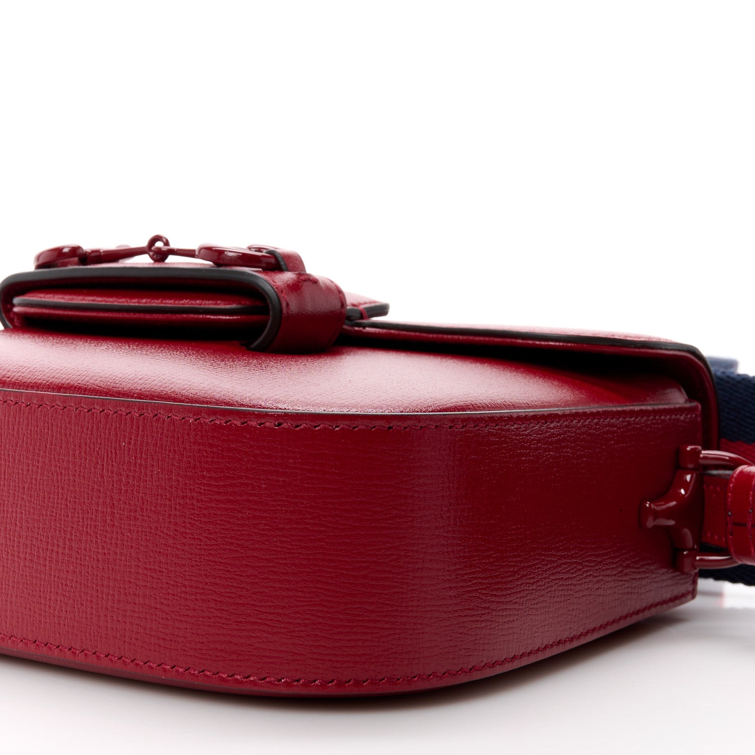 Gucci Azalea Calfskin Web Monochrome Horsebit 1955 Shoulder Bag New Cherry Red 12 of 12