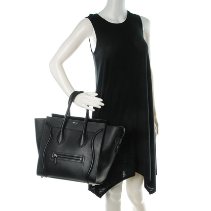 Celine Drummed Calfskin Mini Luggage Black 2 of 8