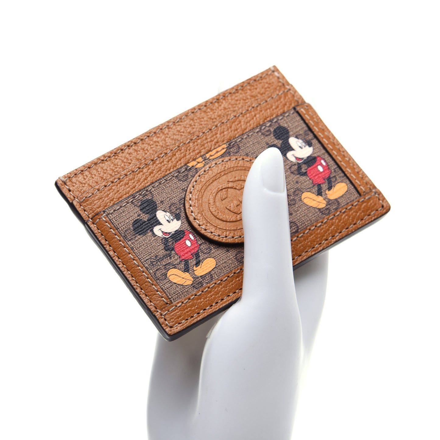 X DISNEY Mini Vintage GG Supreme Monogram Mickey Mouse Card Holder Beige Vintage Sun Oil