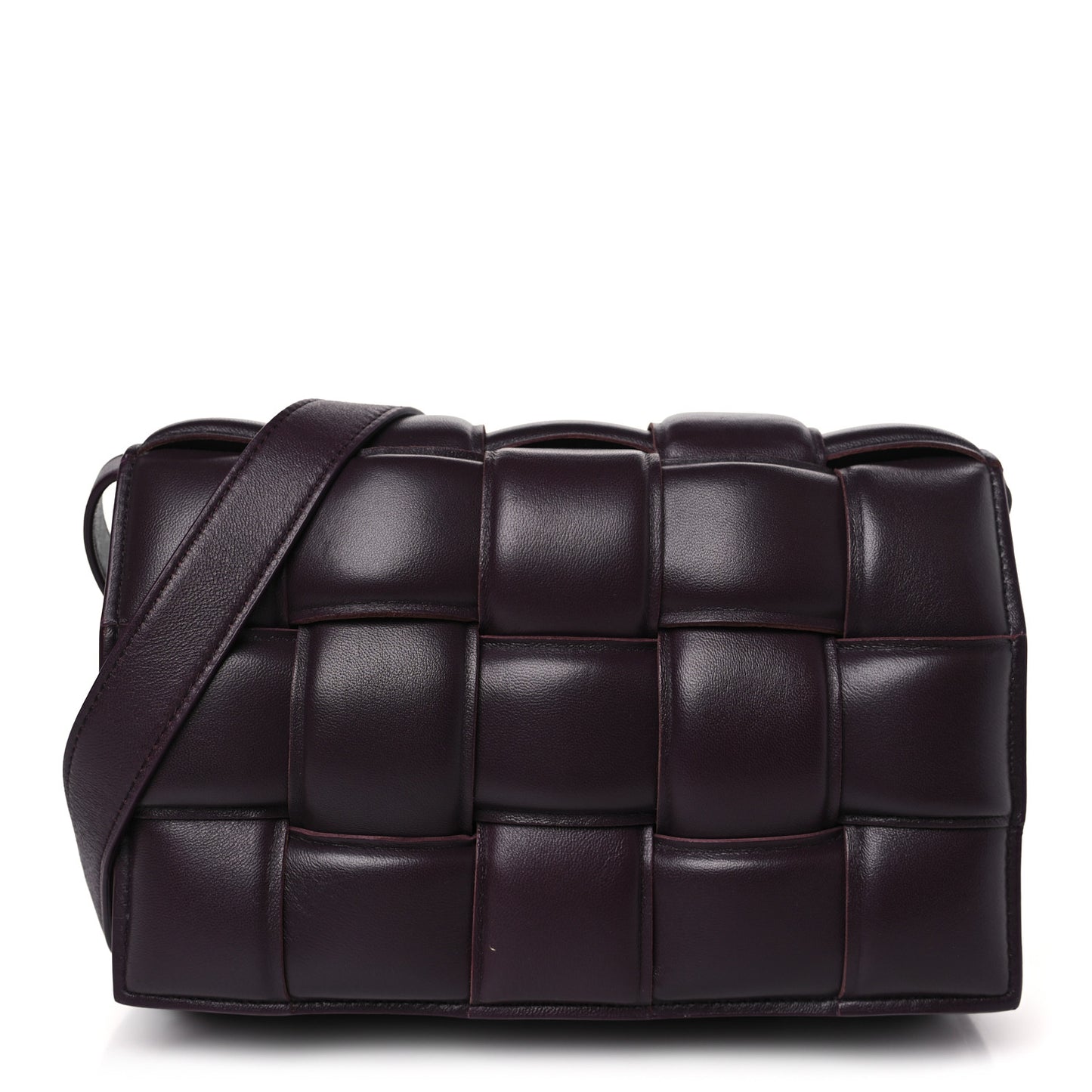 Nappa Maxi Intreccio Padded Cassette Crossbody Bag Plum