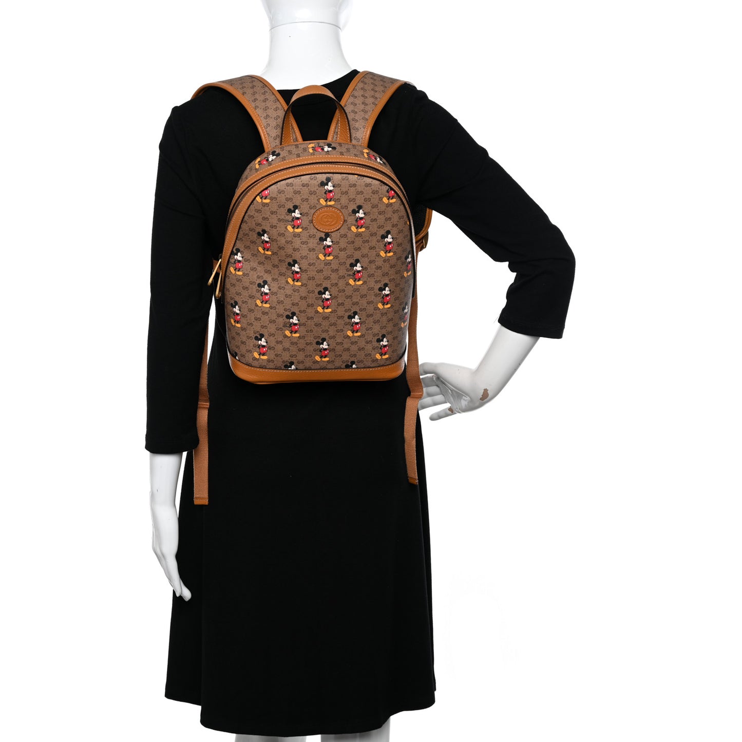 X DISNEY Mini Vintage GG Supreme Monogram Mickey Mouse Small Dome Backpack Beige Vintage Sun Oil