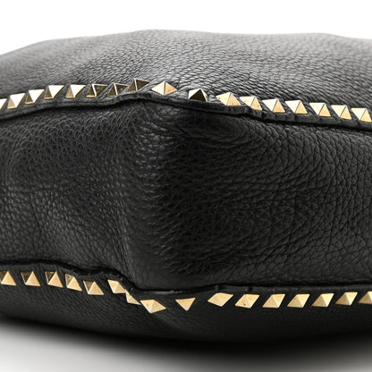 Valentino Garavani Pebbled Calfskin Large Rockstud Flip-Lock Messenger Bag Black 9 of 10