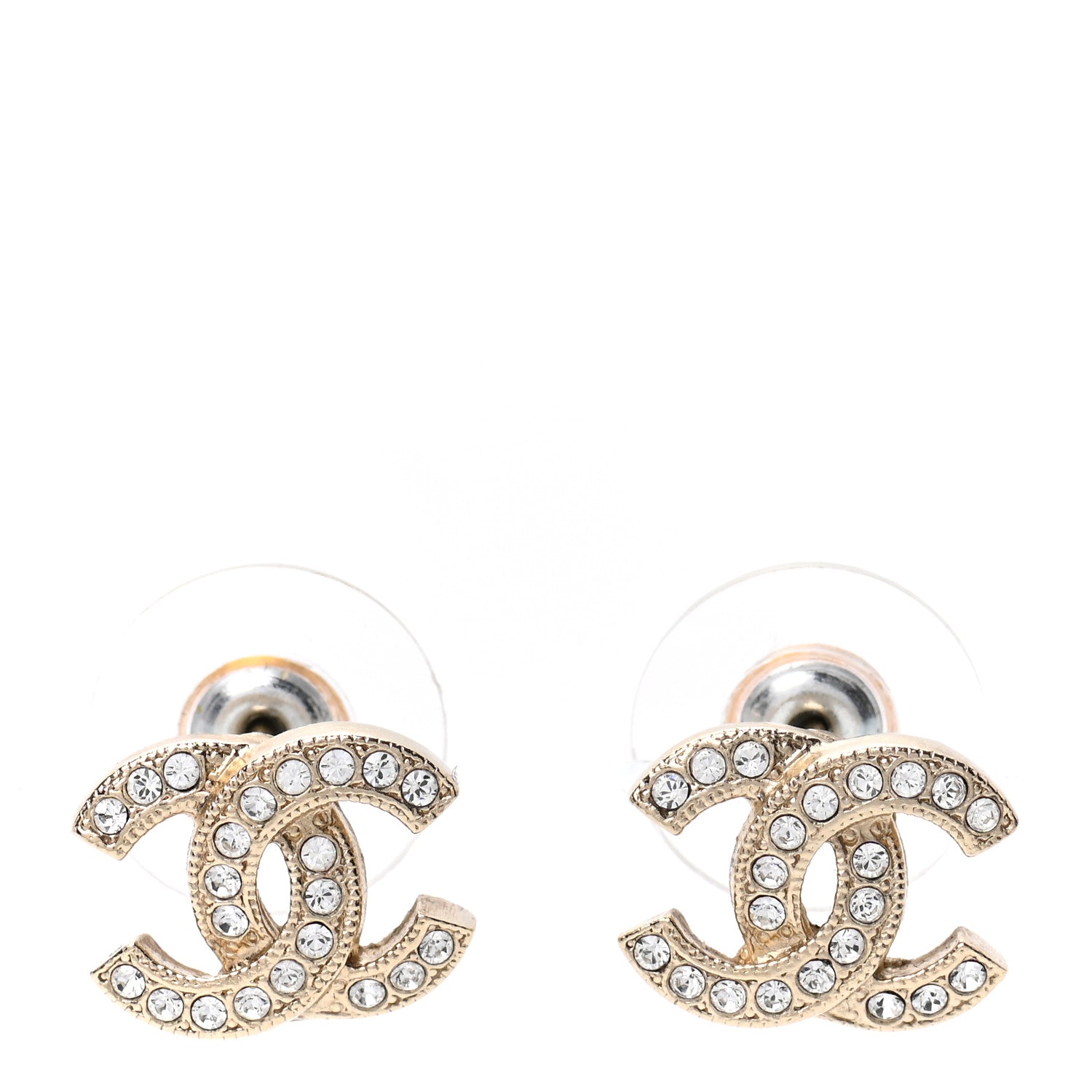 Chanel Crystal CC Earrings Light Gold 1 of 4