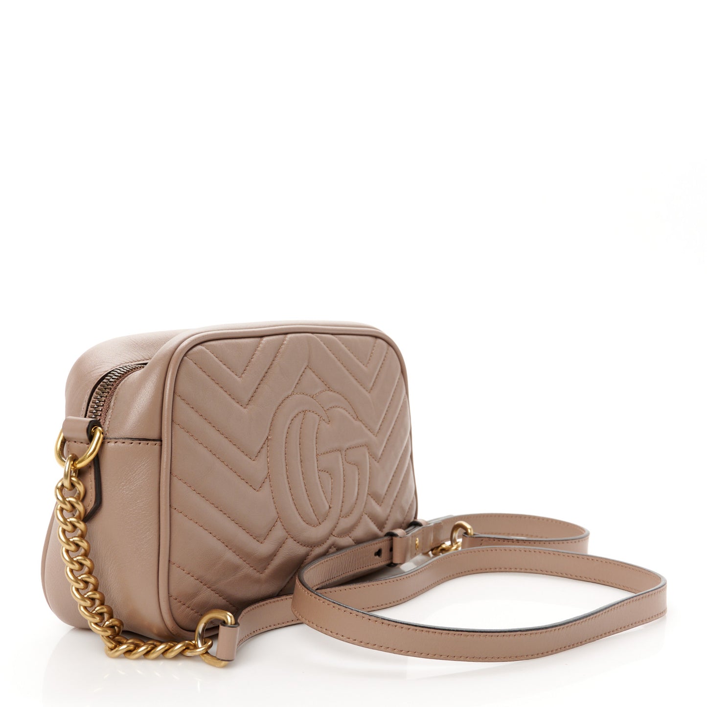 Calfskin Matelasse Small GG Marmont Chain Shoulder Bag Porcelain Rose