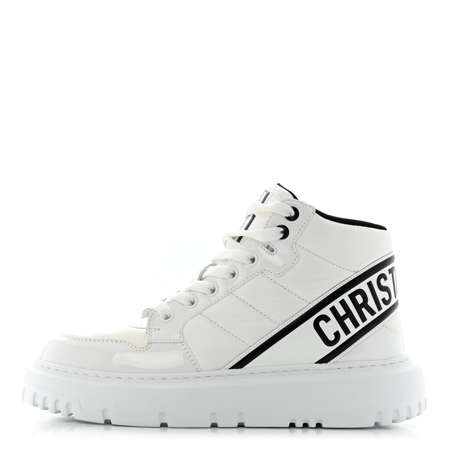 Christian Dior Nylon Fabric Womens D-Player High Top Sneakers 36 White Black 1 of 12