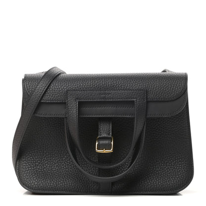 Hermes Taurillon Clemence Halzan 25 Black 1 of 13