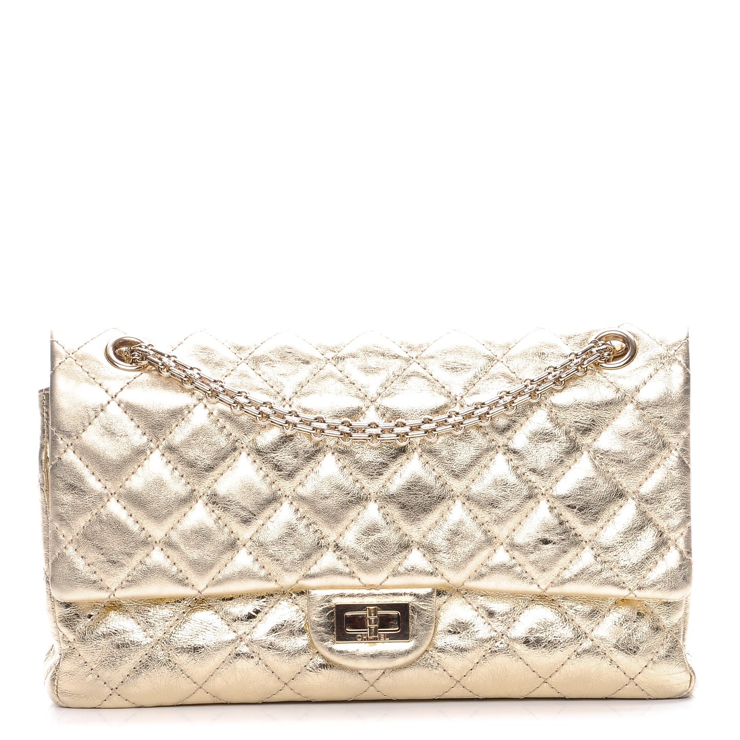 Metallic Aged Calfskin Quilted 2.55 Reissue 226 Flap Gold