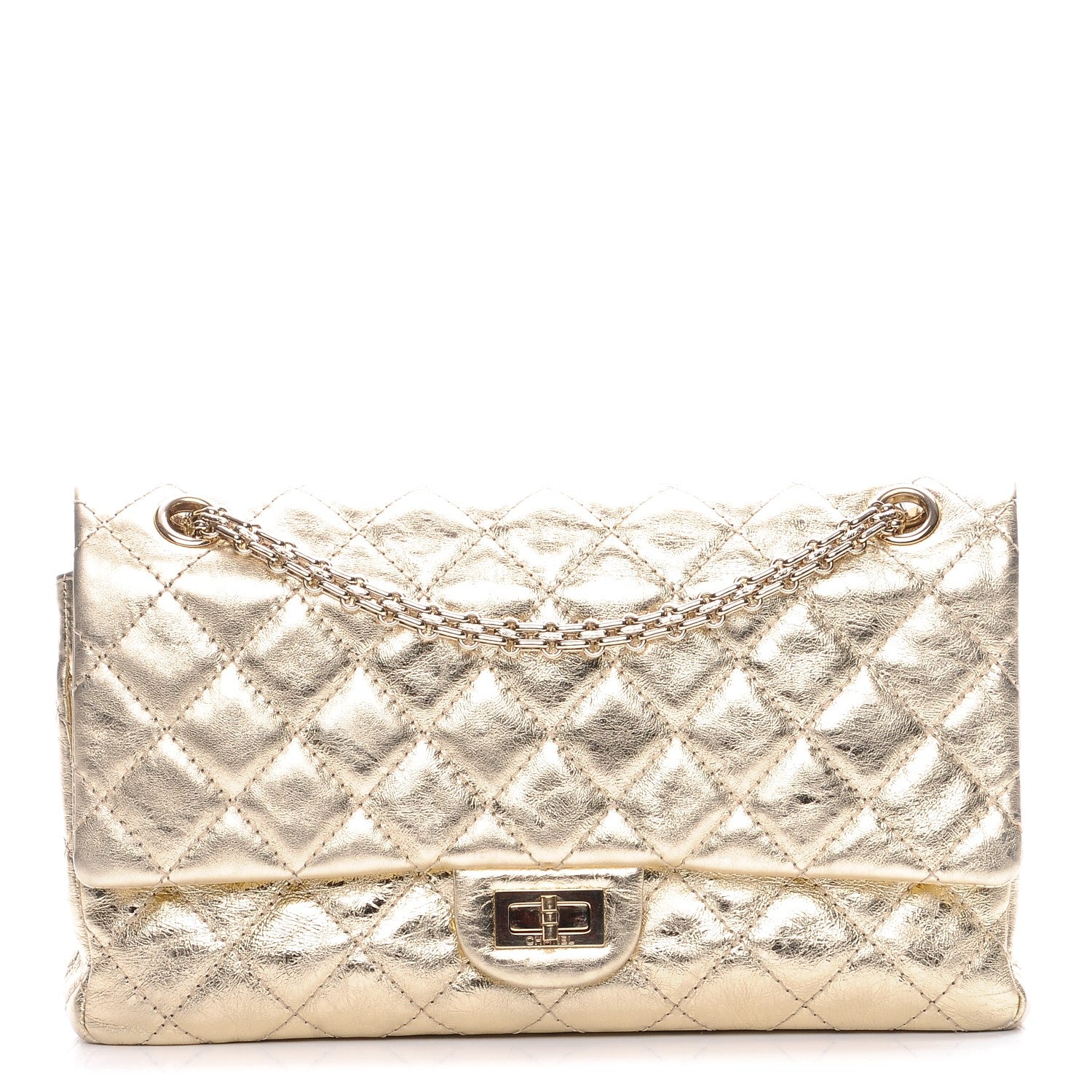 Chanel Metallic Aged Calfskin Quilted 2.55 Reissue 226 Flap Gold 1 of 7