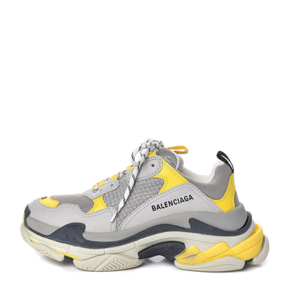 Balenciaga Fabric Mesh Womens Triple S Sneakers 39 Yellow Grey White 1 of 9