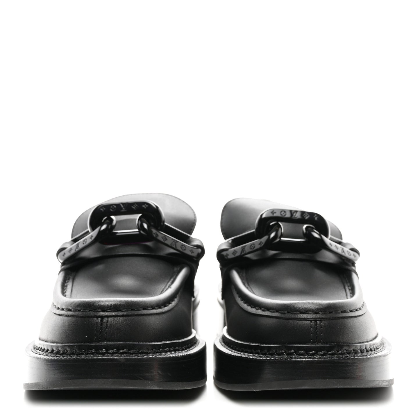Calfskin Oversized Chain Academy Loafers 40 Black