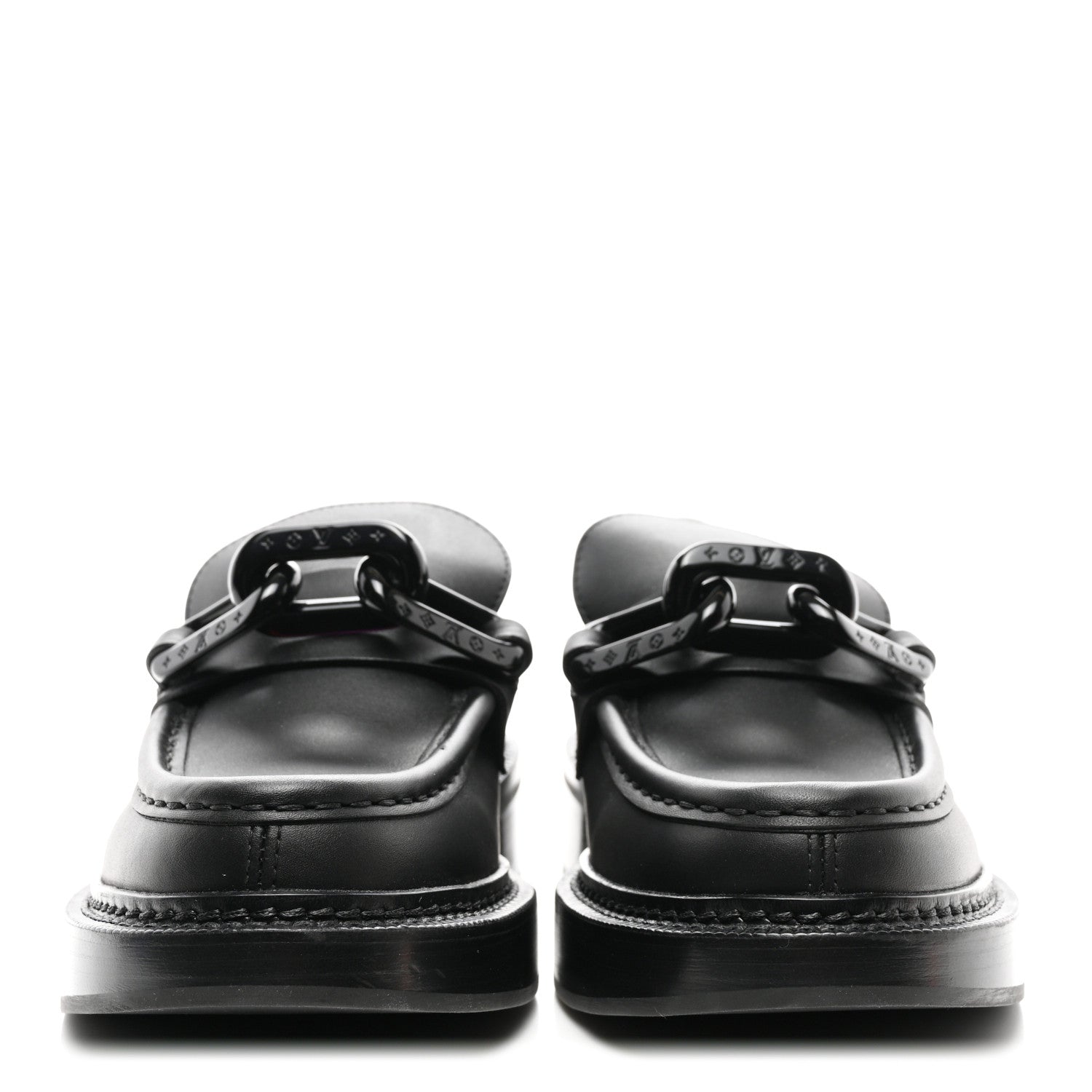 Louis Vuitton Calfskin Oversized Chain Academy Loafers 40 Black 2 of 8