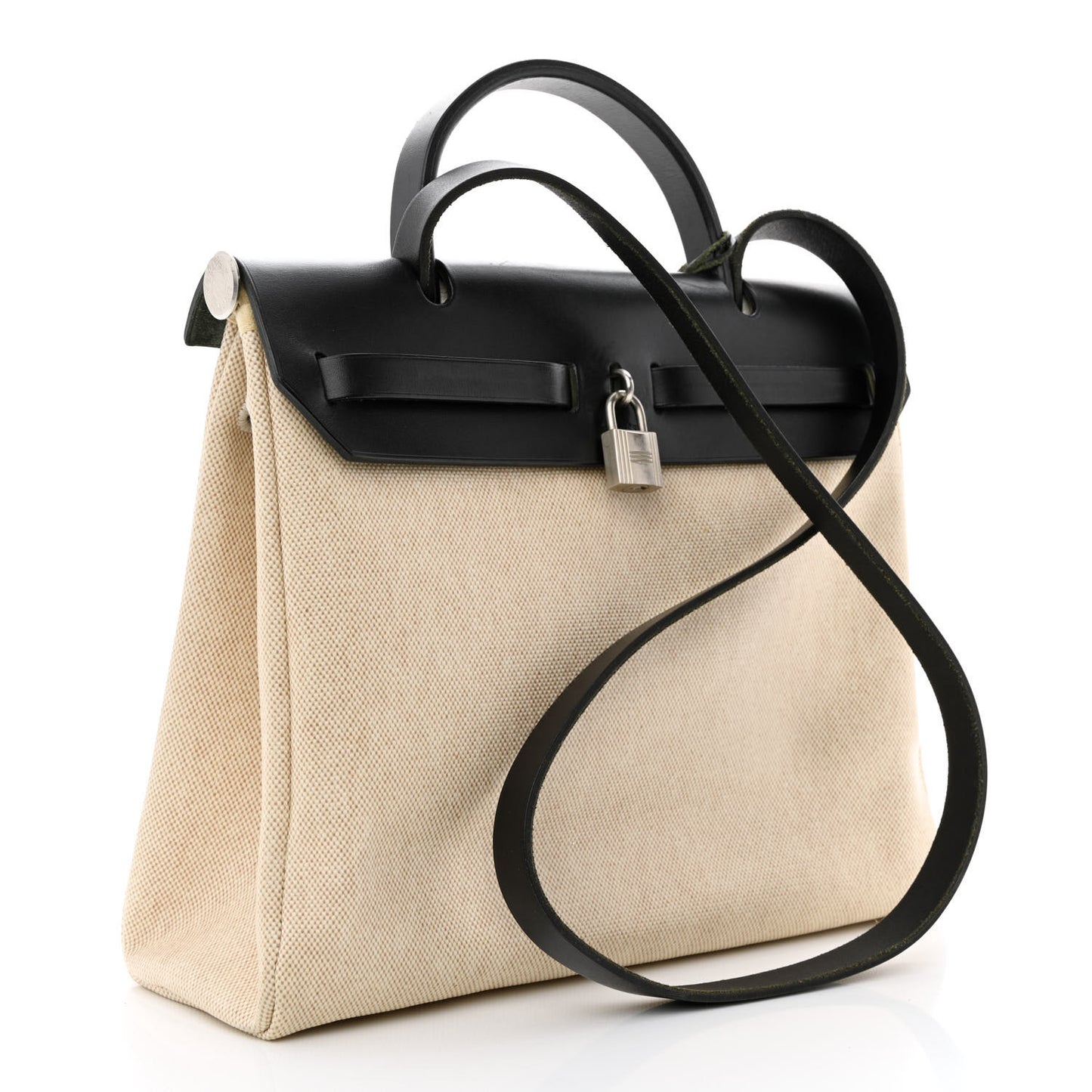 Toile Vache Calfskin Herbag 30 PM Ficelle Black