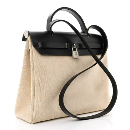 Hermes Toile Vache Calfskin Herbag 30 PM Ficelle Black 4 of 18