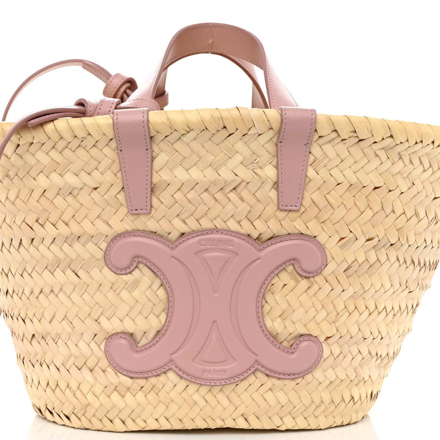 Raffia Calfskin Triomphe Teen Panier Vintage Pink