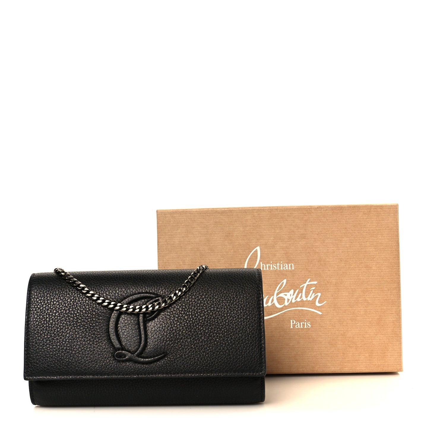 Grained Calfskin By My Side Wallet On Chain Black