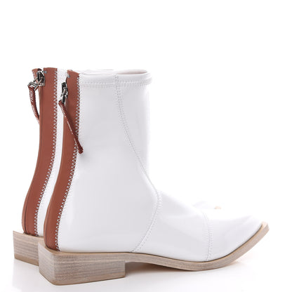 Fendi Glossy Neoprene FFrame Low Ankle Boots 38.5 White 4 of 7