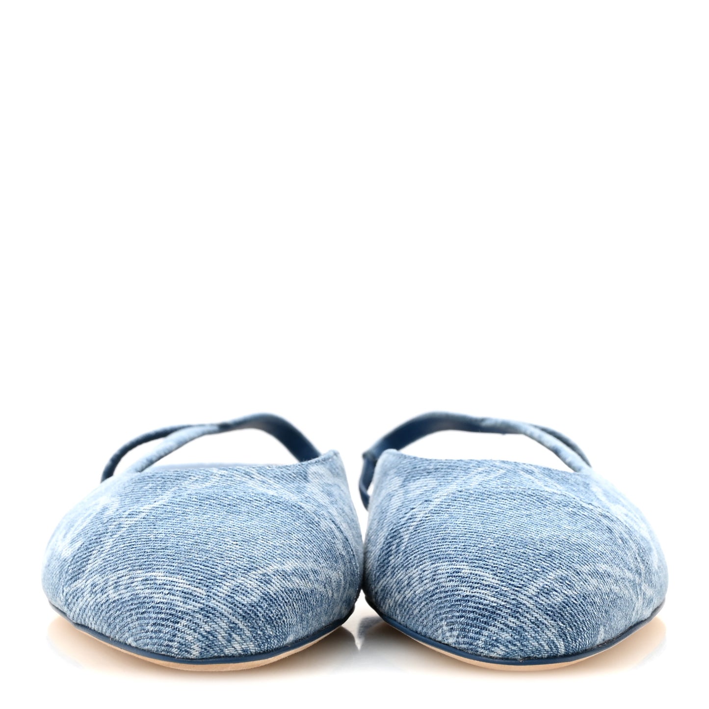 Denim Cap Toe CC Slingback Flats 38.5 Light Blue Multicolor