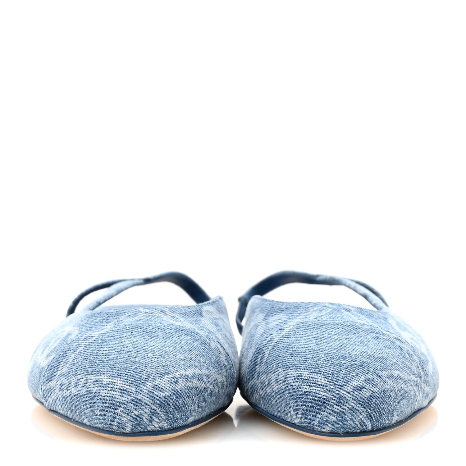 Chanel Denim Cap Toe CC Slingback Flats 38.5 Light Blue Multicolor 3 of 10