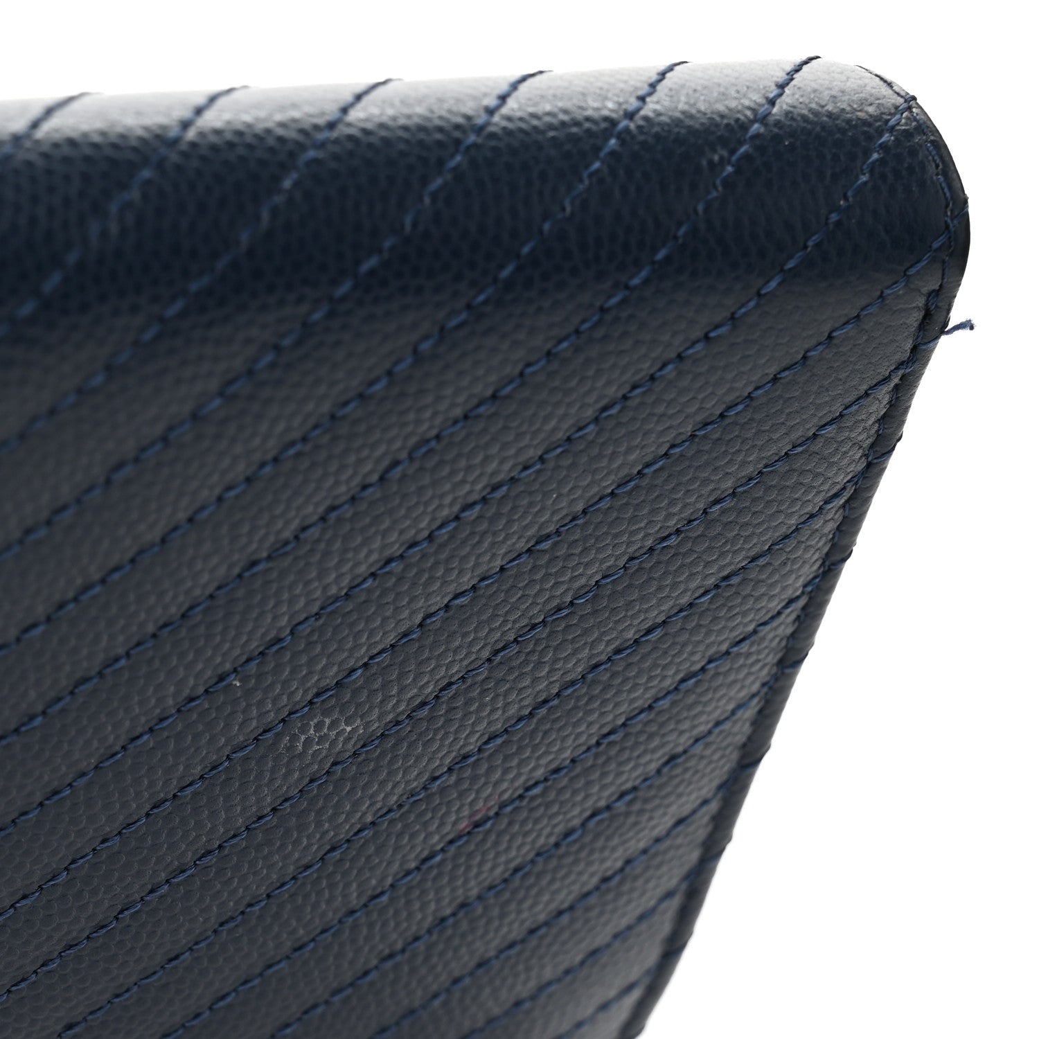 Chanel Caviar Chevron Quilted Large Gusset Zip Around Wallet Navy 9 of 11