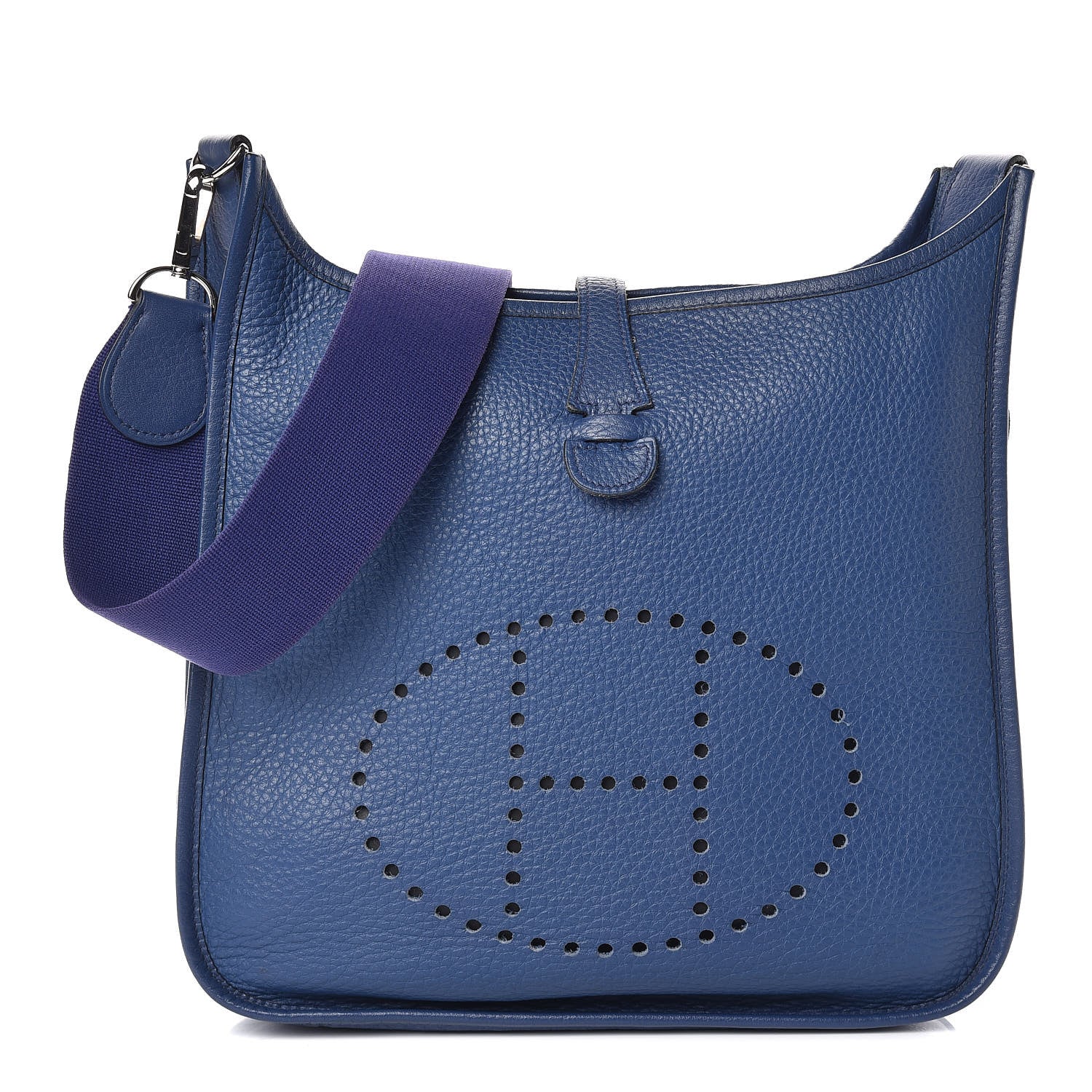 Hermes Taurillon Clemence Evelyne II PM Bleu Brighton 1 of 11