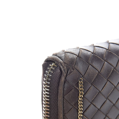 Bottega Veneta Nappa Intrecciato Zip Around Chain Wallet Ebano 14 of 20