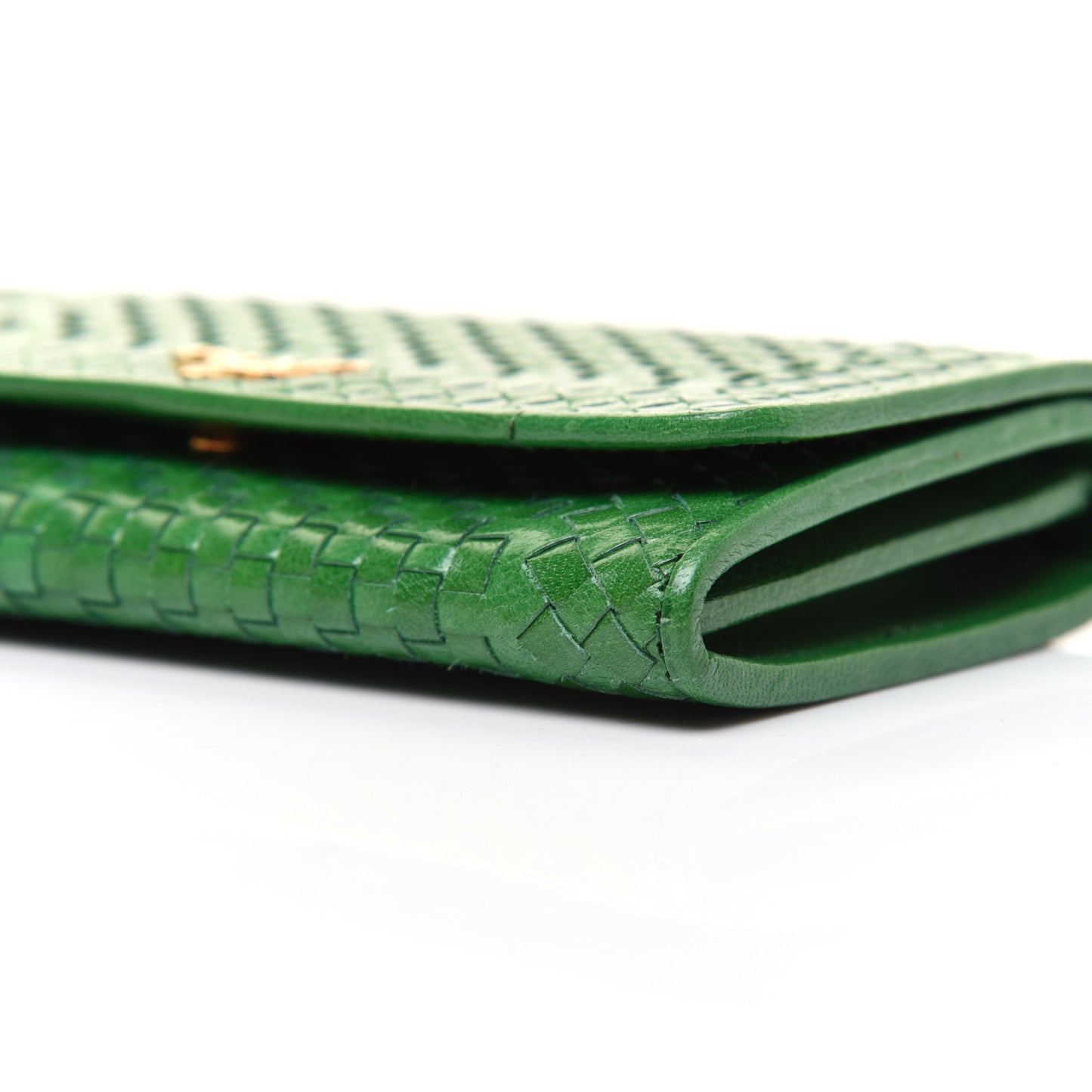 Goatskin Woven Wristlet Wallet Verde