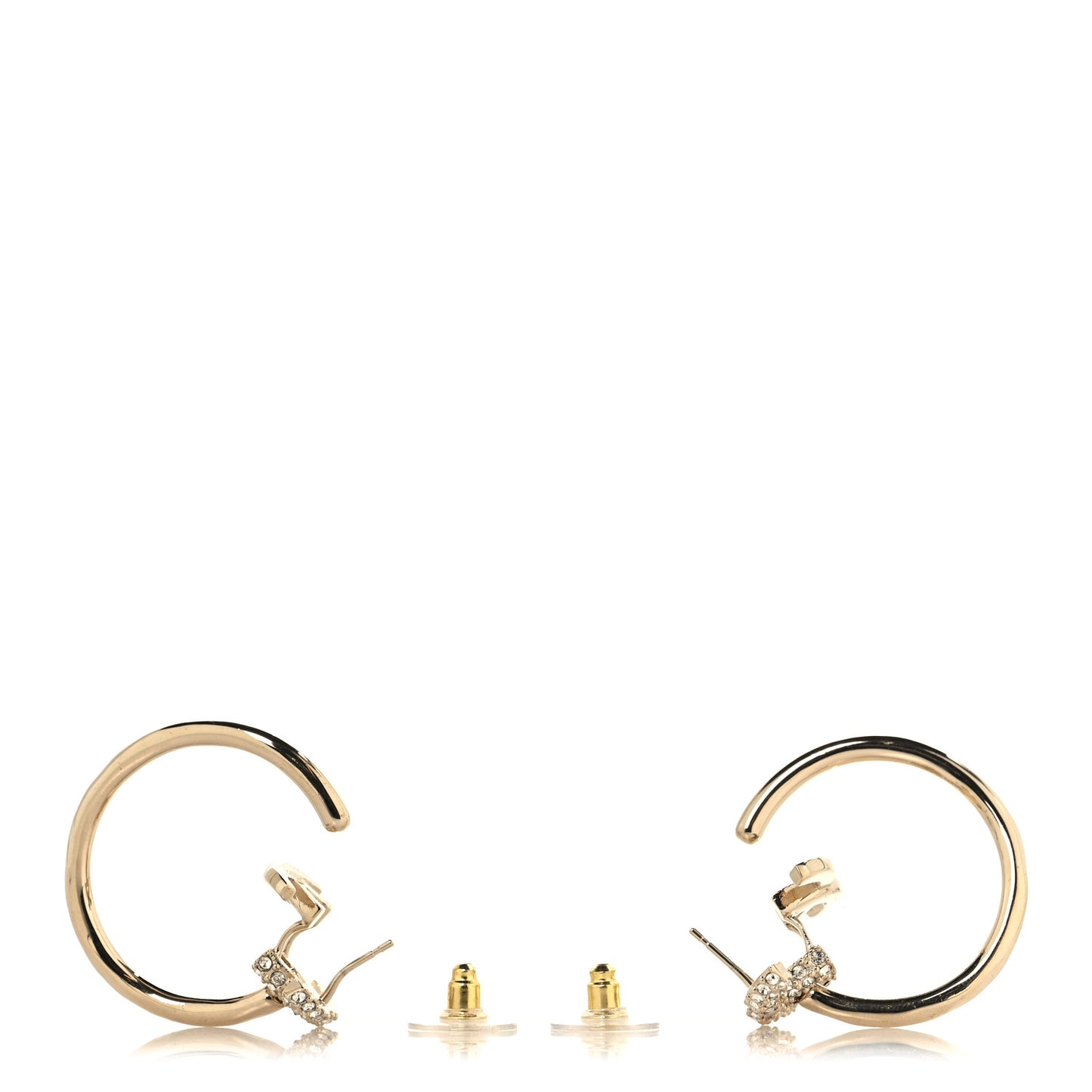 Crystal CC Hoop Drop Earrings Light Gold